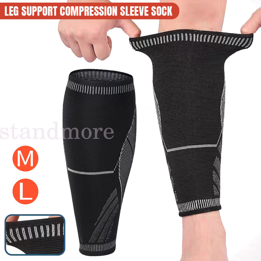 Calf Leg Running Sport Compression Sleeve Socks Shin Splint Support Brace Guard