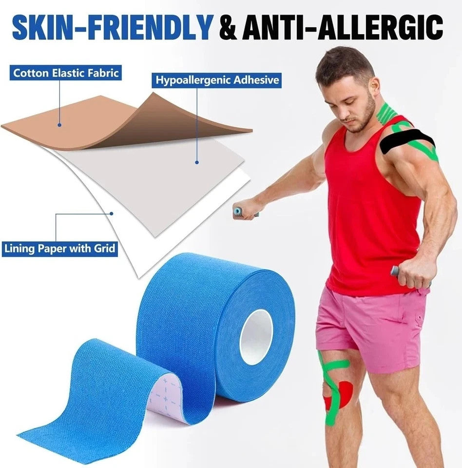 5 Roll Kinesiology Tape Athletic Muscle Support Sport Elastic Physio Therapeutic