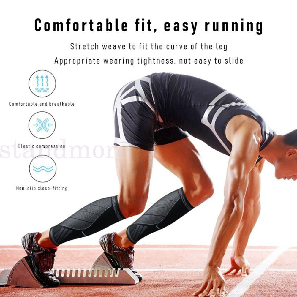 Calf Leg Running Sport Compression Sleeve Socks Shin Splint Support Brace Guard