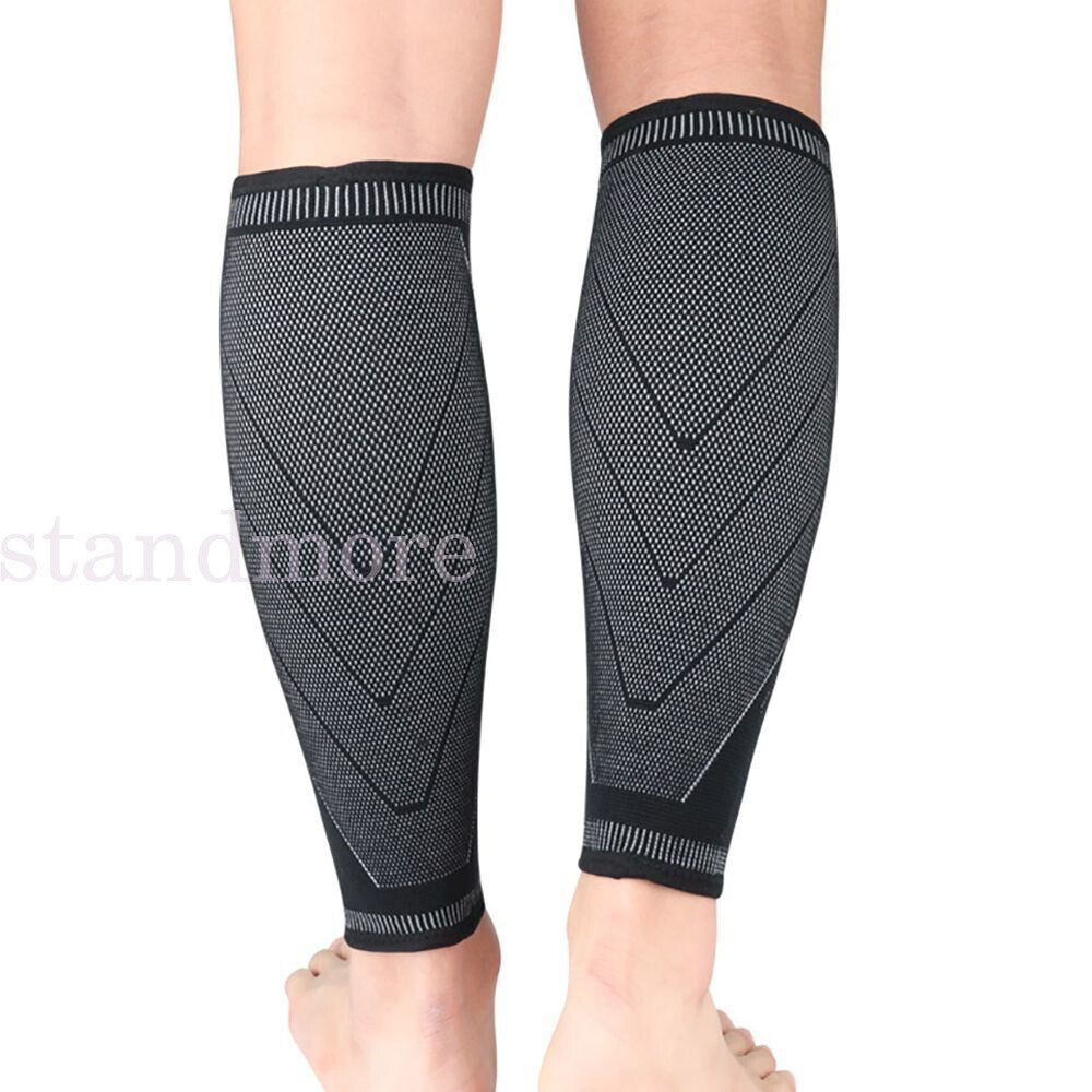 Calf Leg Running Sport Compression Sleeve Socks Shin Splint Support Brace Guard