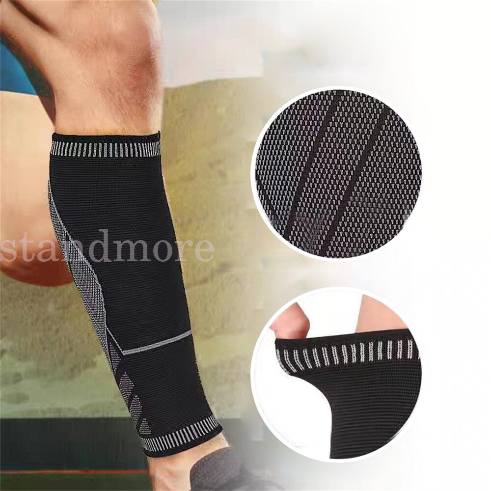 Calf Leg Running Sport Compression Sleeve Socks Shin Splint Support Brace Guard