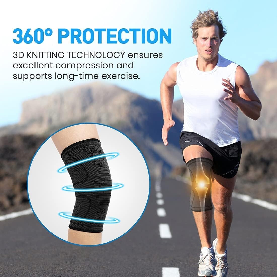 Runner Knee Support Sleeve (Pain Relief & Stability) - Set of 2