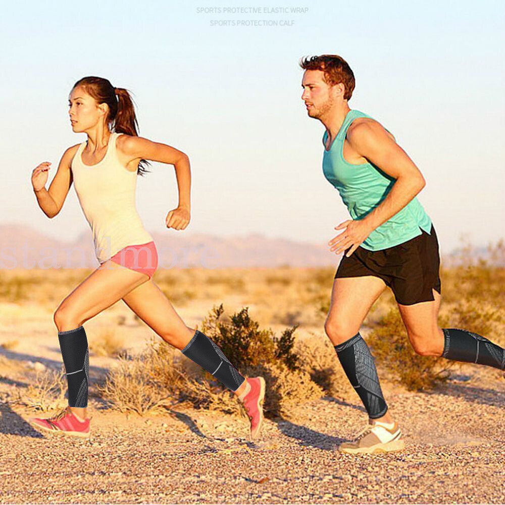 Calf Leg Running Sport Compression Sleeve Socks Shin Splint Support Brace Guard