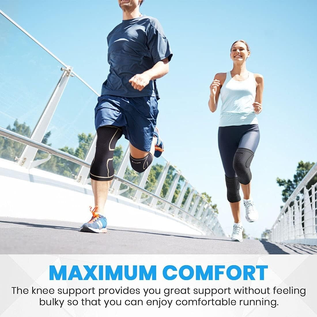 Runner Knee Support Sleeve (Pain Relief & Stability) - Set of 2